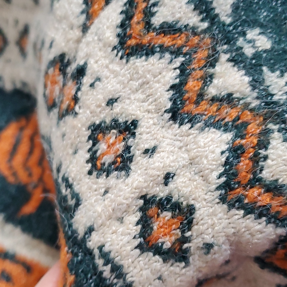 Maurices Teal Green and Orange Pumpkin Fall Knit Sweater Women's 1X - Picture 6 of 9
